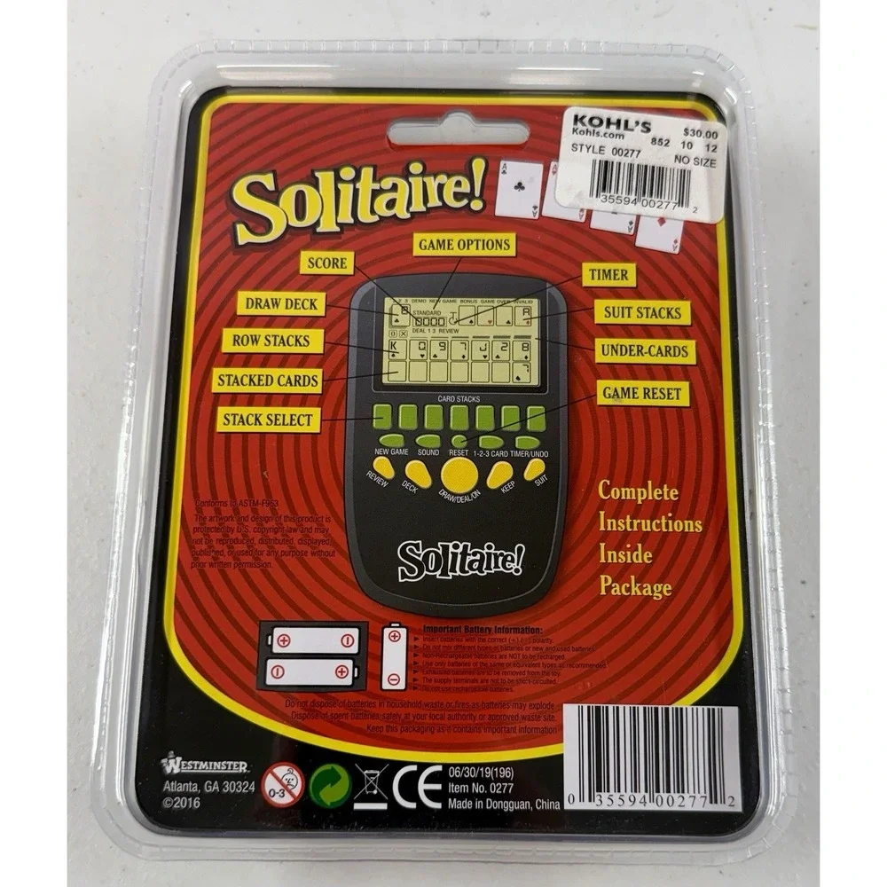 Westminster Pocket Arcade Solitaire Handheld Electronic Game *BRAND NEW*